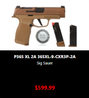 SIG Sauer P365 XL 9mm micro compact pistol for concealed carry with extended slide and high capacity magazine