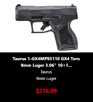 Taurus GX4 Toro 9mm micro compact pistol for concealed carry with optic ready slide