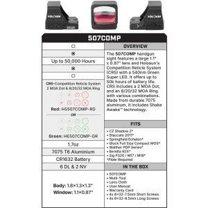 Holosun HS507 Competition Reflex Sight Red Dot 2MOA and 32MOA Circle Holosun HS507 Competition Reflex Sight Red Dot 2MOA and 32MOA Circle