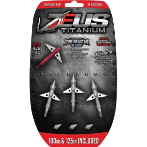 Zeus Titanium Broadhead 100 and 125 gr. tips included Zeus Titanium Broadhead 100 and 125 gr. tips included